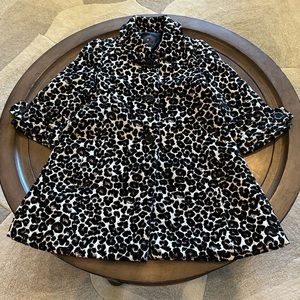 Forever 21 Leopard 3/4 Sleeve Swing Coat Fully Lined Size Small
